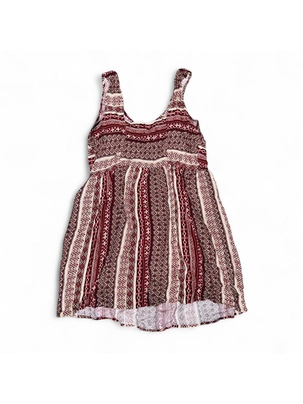 Forever 21+ Women's XL Burgundy Boho Sleeveless Smocked Waist Dress